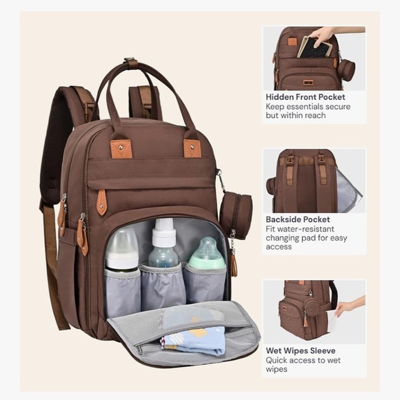 Brown diaper bag - Picture 4 of 9